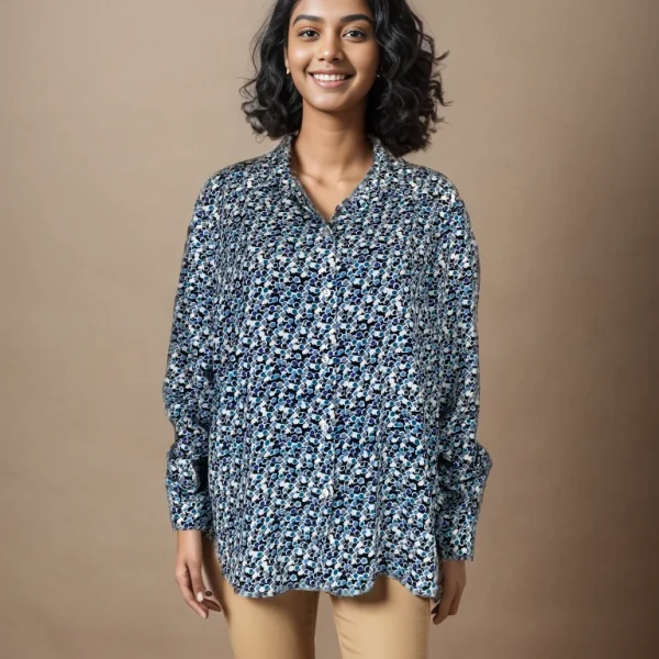 Elegant Floral Patterned Button-Up Shirt