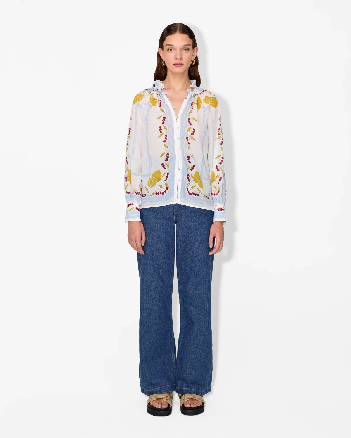 Elegant Sheer Embroidered Blouse - Image 1