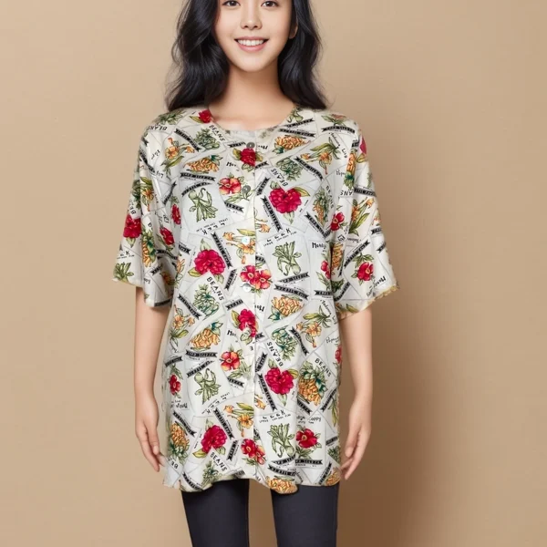 Elegant Floral Pattern Cotton Shirt