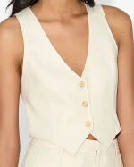 Elegant Linen Sleeveless Vest - Image 2