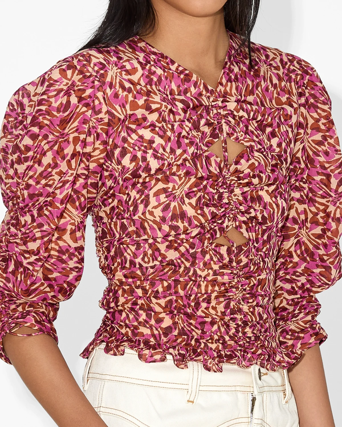 Floral Print Puff Sleeve Blouse - Image 2