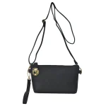 Elegant Black Faux Leather Crossbody Bag - Image 2