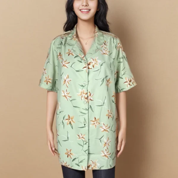Elegant Floral Printed Satin Shirt