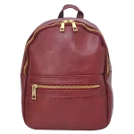 Elegant Burgundy Leather Backpack - Image 3