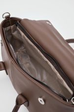 Chic Brown Faux Leather Handbag - Image 6