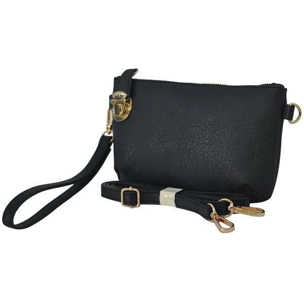 Elegant Black Faux Leather Crossbody Bag