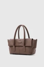 Chic Brown Faux Leather Handbag - Image 3