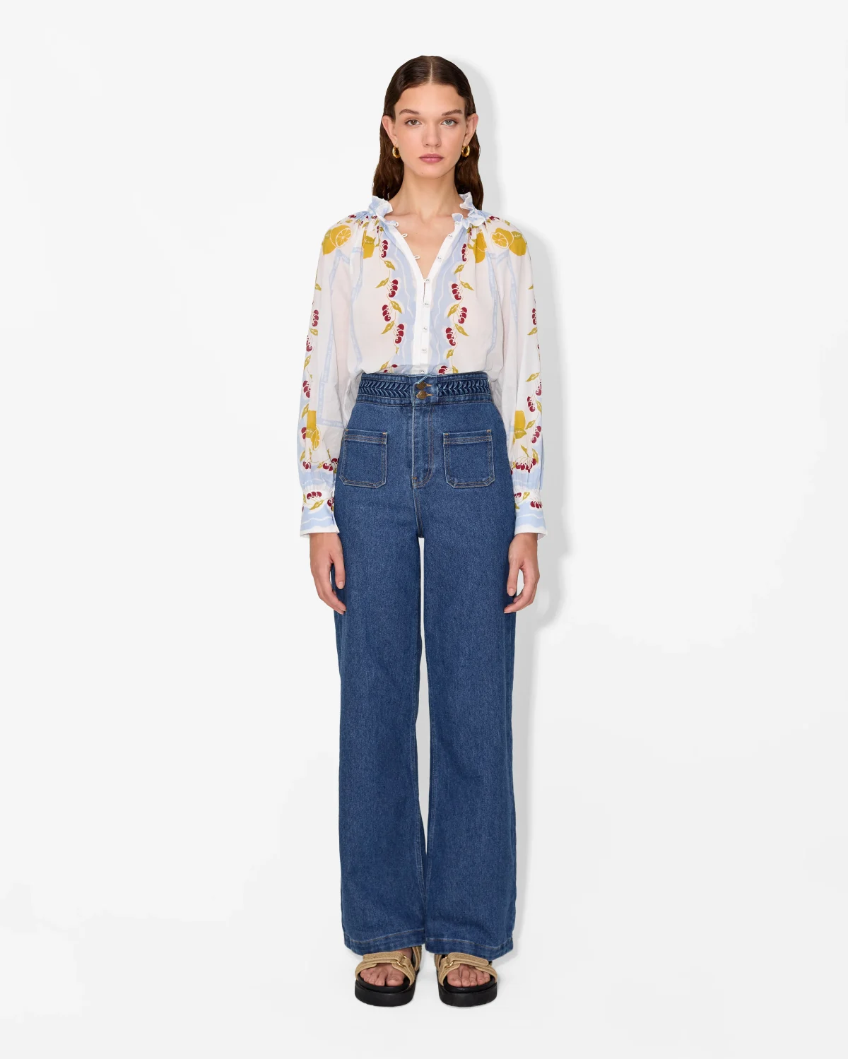 Elegant Sheer Embroidered Blouse - Image 2