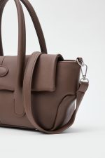Chic Brown Faux Leather Handbag - Image 5