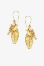 Charming Bird Leaf Dangle Earrings
