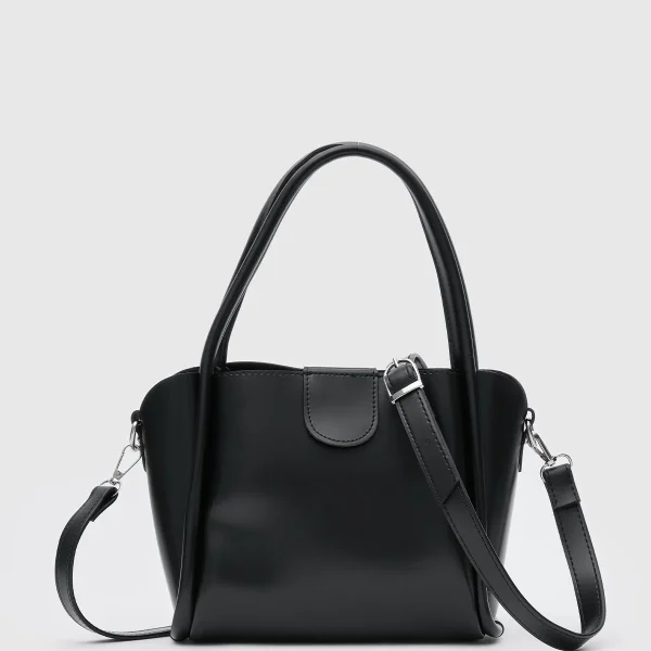 Elegant Black Faux Leather Handbag