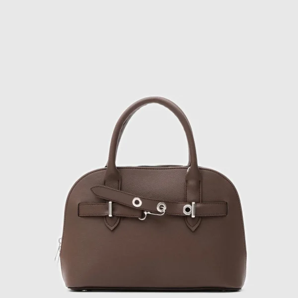 Elegant Brown Faux Leather Handbag