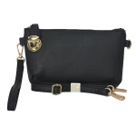Elegant Black Faux Leather Crossbody Bag - Image 3