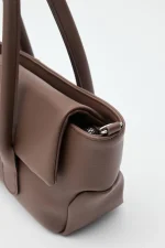 Chic Brown Faux Leather Handbag - Image 4